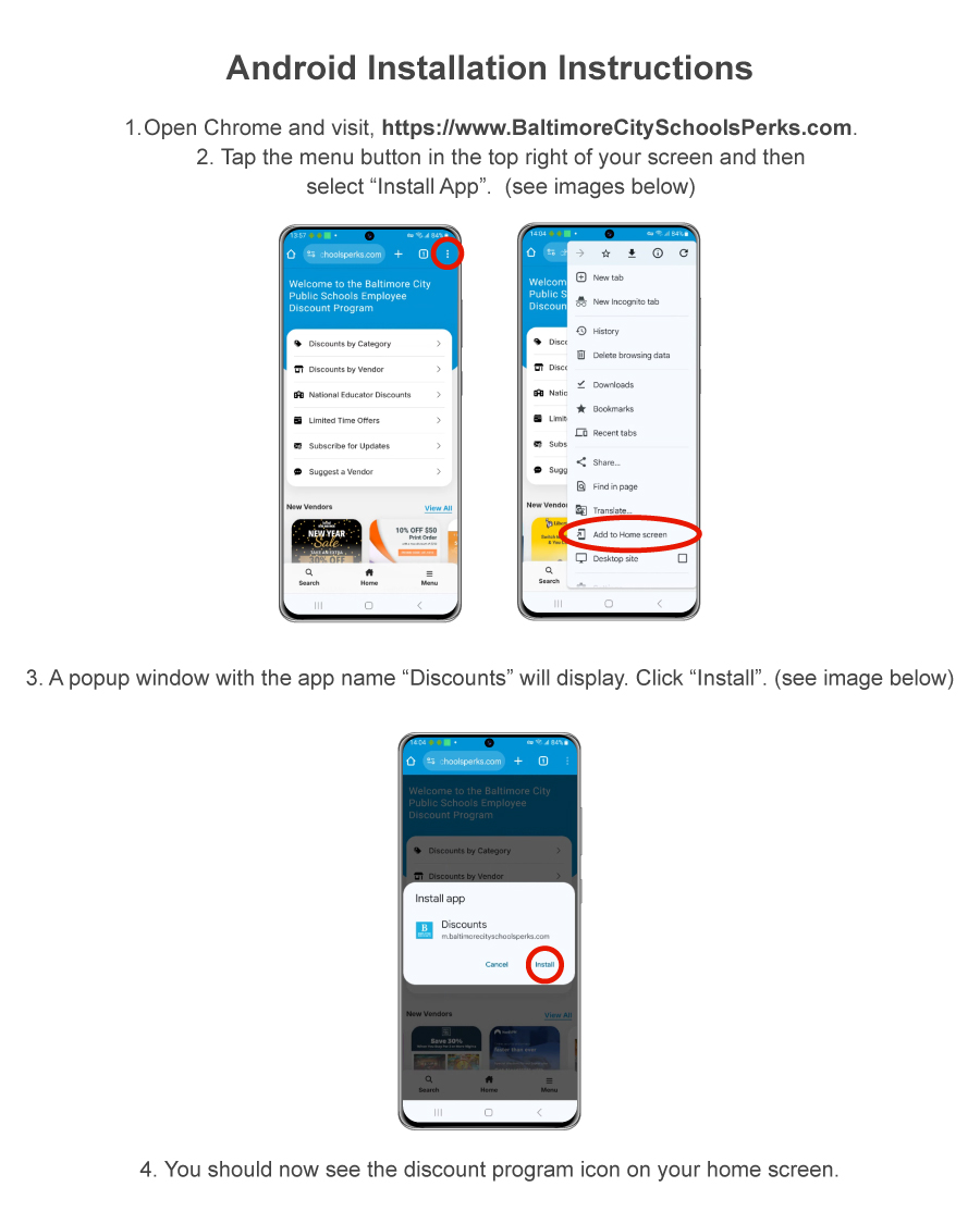 Android OS Installation Instructions